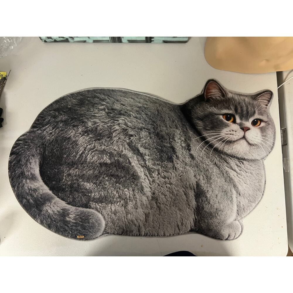 Realistic Cat Shaped Non Slip Floor Mat Soft Plush Carpet Home Decor